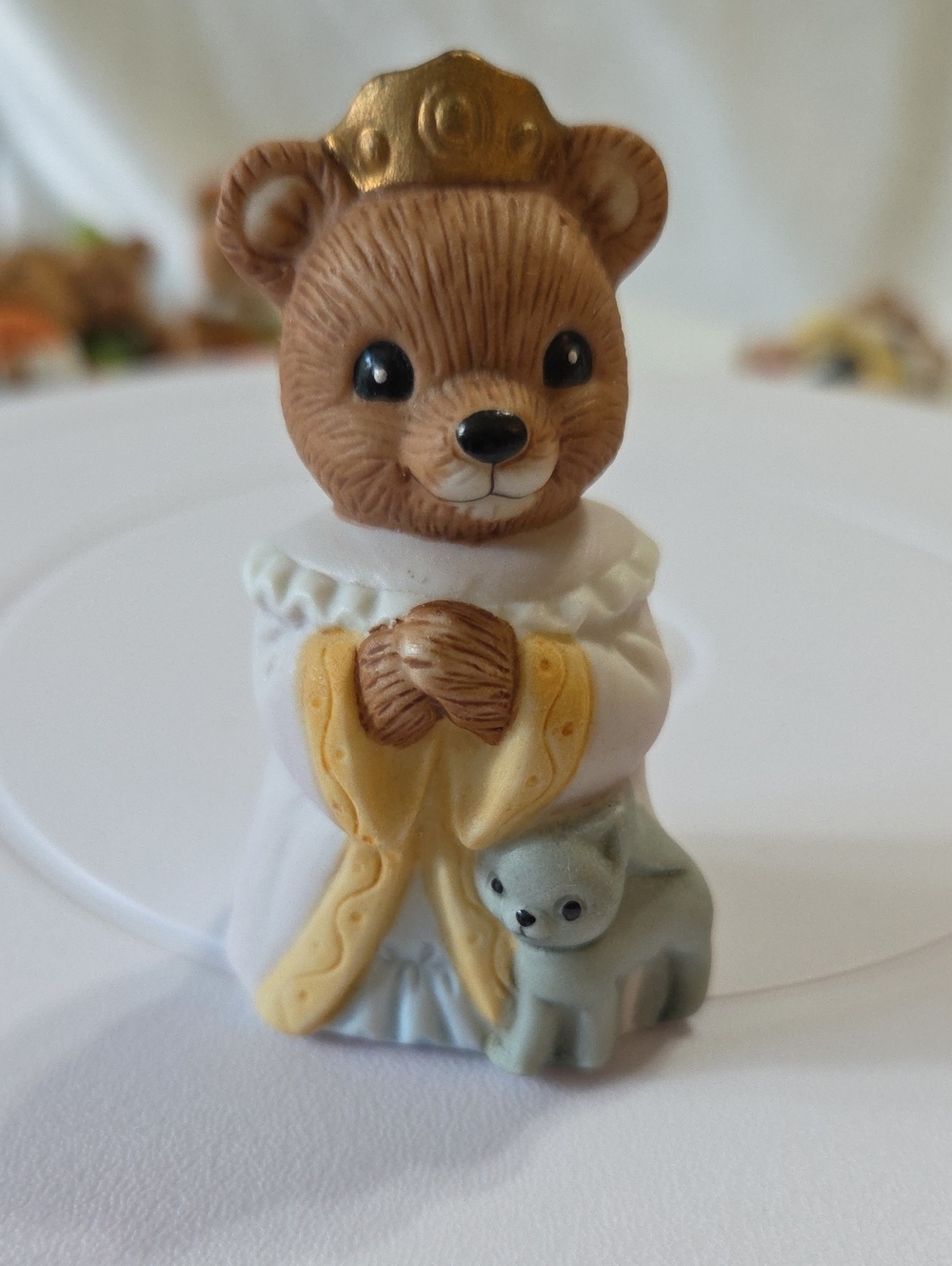 Vintage Homeco Halloween Princess Bear Figurine With Cat Figurine 2.75" #1426